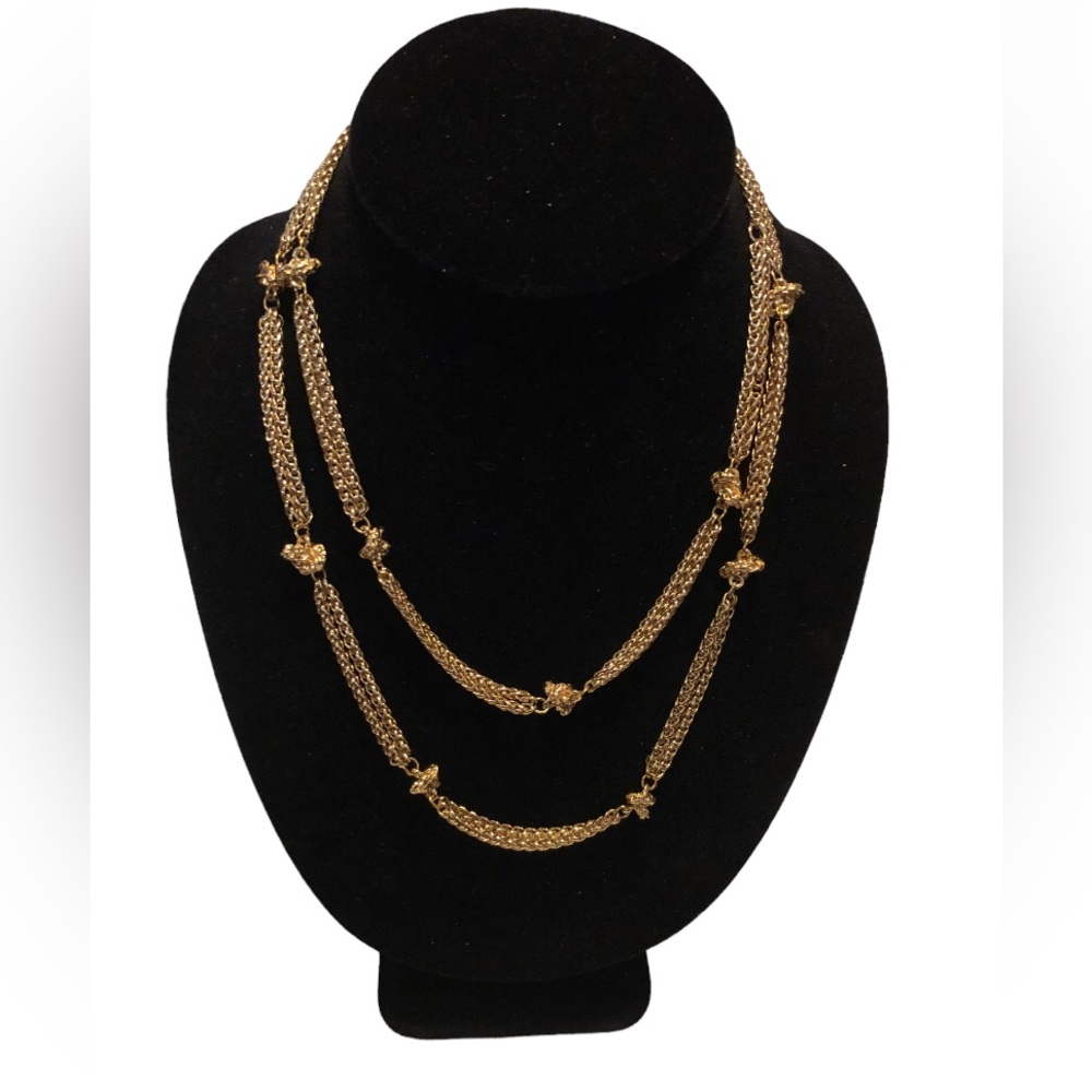 PREMIER DESIGN Knotted Gold Tone Chain‎ Necklace Length 34” Plus 4” Extender